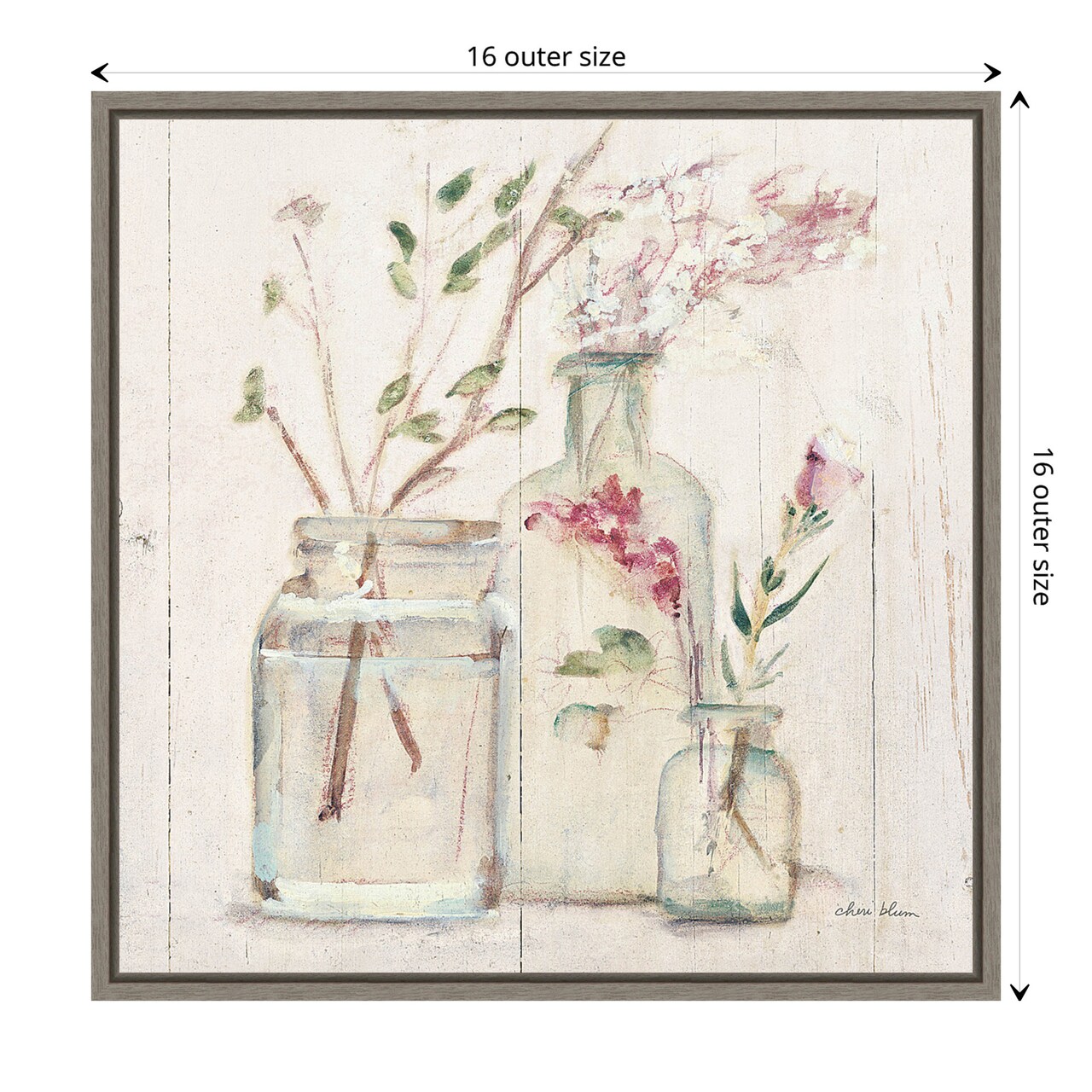 Blossoms on Birch VI by Cheri Blum Canvas Wall Art Print Framed